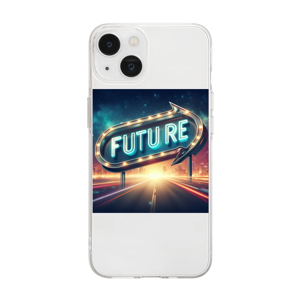 ワンダーワールド・ワンストップのFUTURE　文字入り未来を感じさせるイラスト Soft Clear Smartphone Case