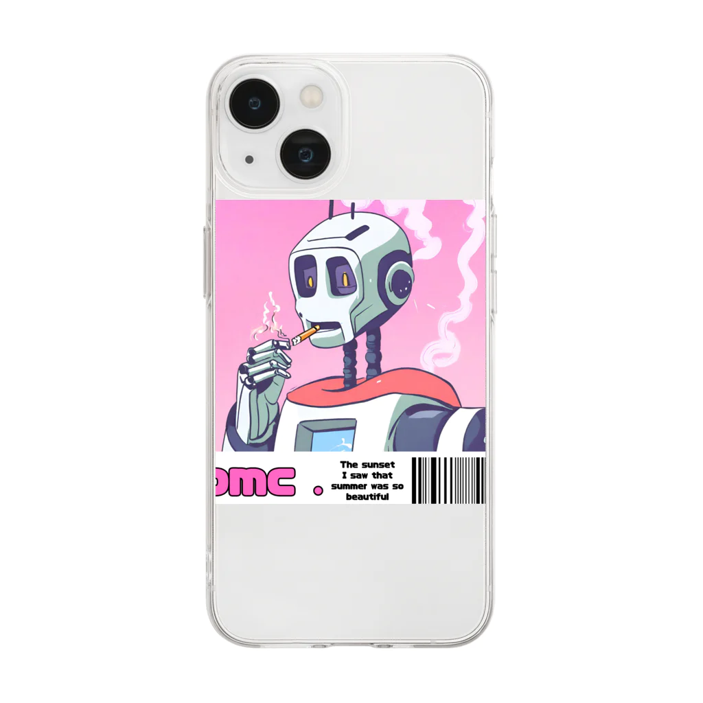 おもちショップの一服ロボットさん Soft Clear Smartphone Case