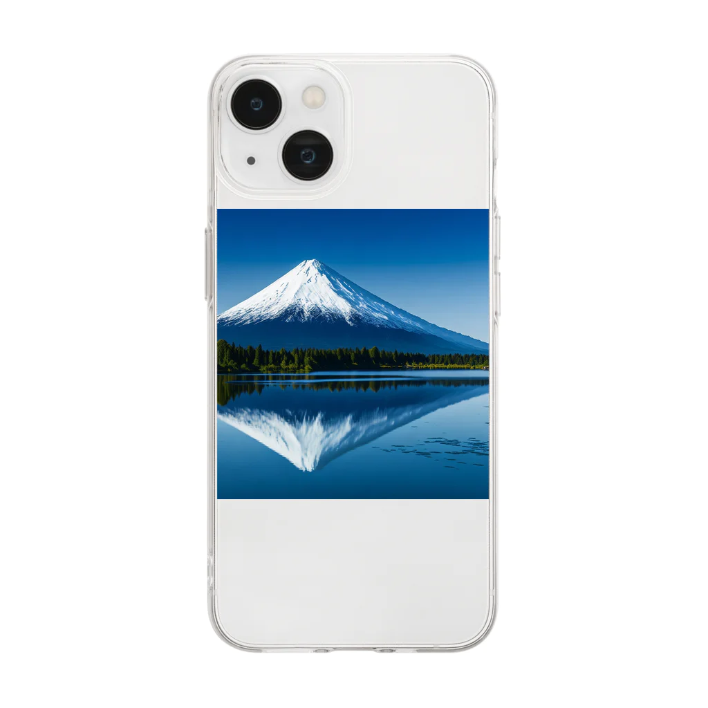 YASU1の湖に反射する富士山 Soft Clear Smartphone Case