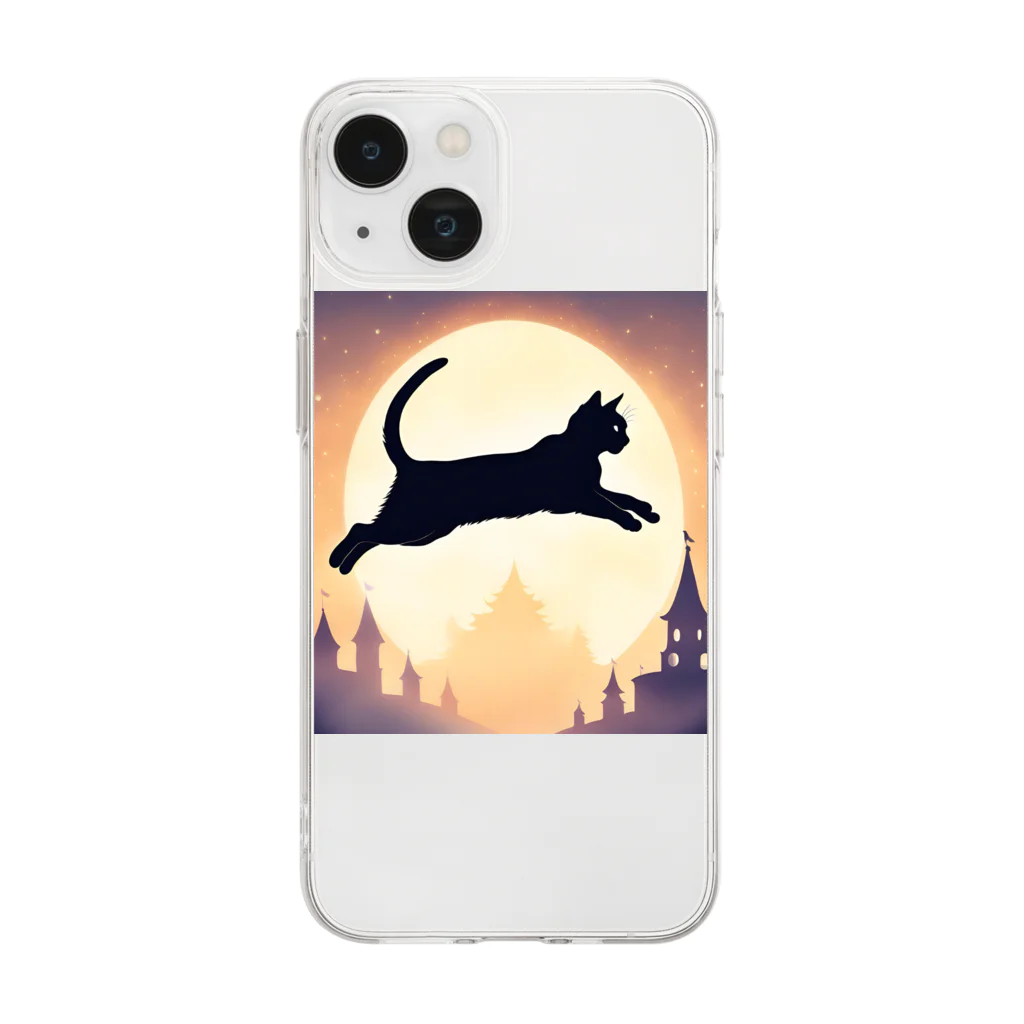 toto012の猫のシルエットグッズ Soft Clear Smartphone Case