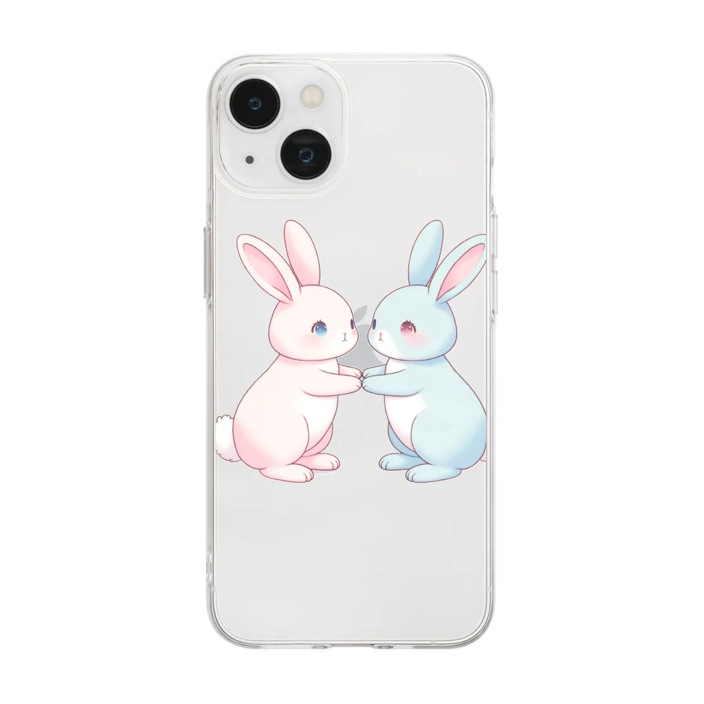 ゆるふわショップのゆるふわうさぎ Soft Clear Smartphone Case