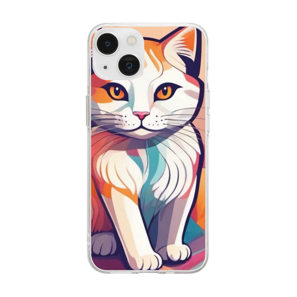 jiji2の額に模様のある猫 Soft Clear Smartphone Case