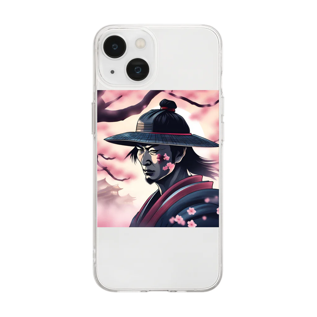 samurai-isの桜とサムライ Soft Clear Smartphone Case