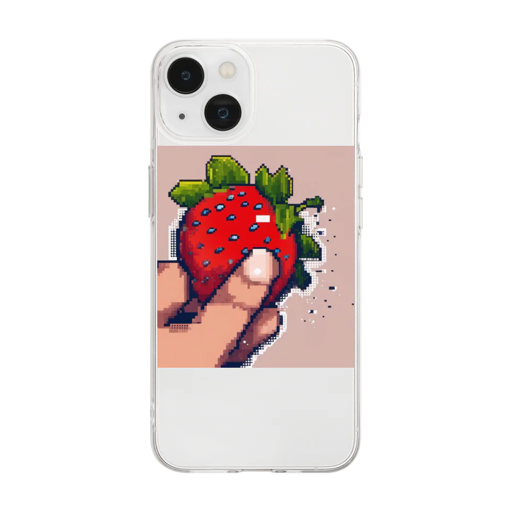 konkaiのドット絵大粒いちご Soft Clear Smartphone Case