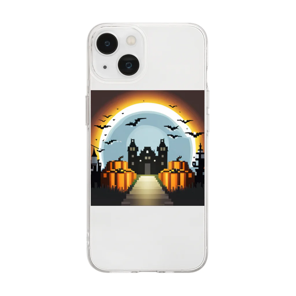 umakoiのドット絵のハロウィン城 Soft Clear Smartphone Case