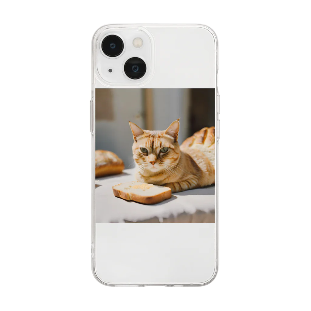 猫雑貨屋　ねこまろのパンの化身、茶トラ Soft Clear Smartphone Case