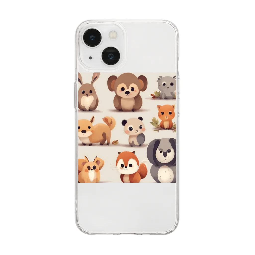 SaSuKeの森の動物達のイラスト Soft Clear Smartphone Case