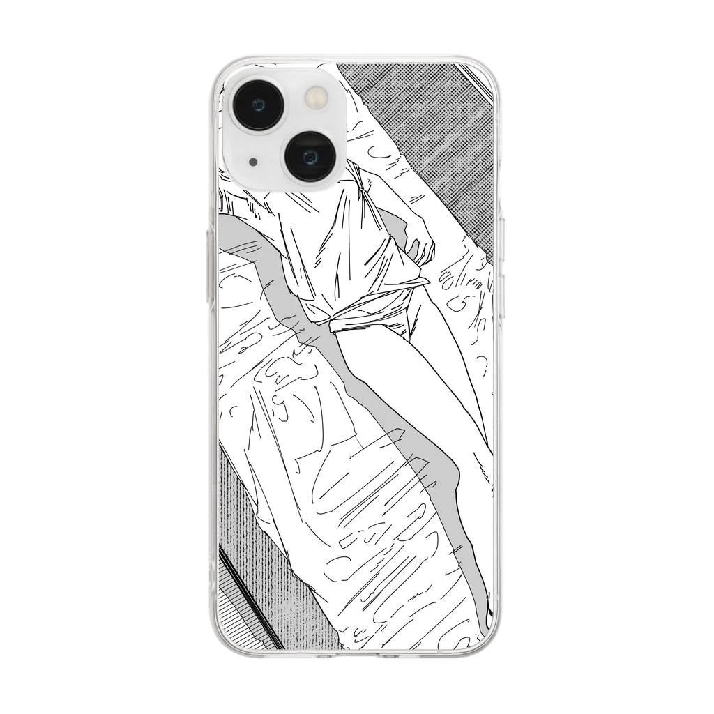 スズキ　シャチの漫画　絵　コマ　デザイン Soft Clear Smartphone Case