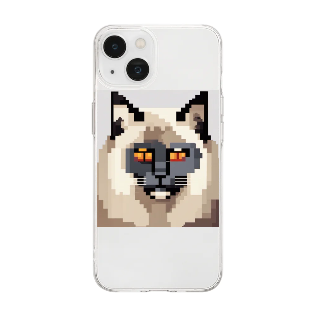 kindonesiaのドット絵の アメリカンカール Soft Clear Smartphone Case