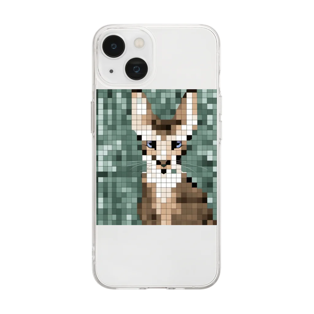 kindonesiaのドット絵のヒマラヤンキャット Soft Clear Smartphone Case