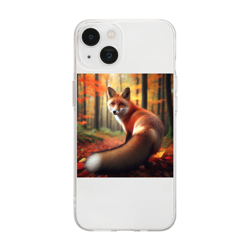 終わらない夢🌈の秋の森のキツネ🦊 Soft Clear Smartphone Case