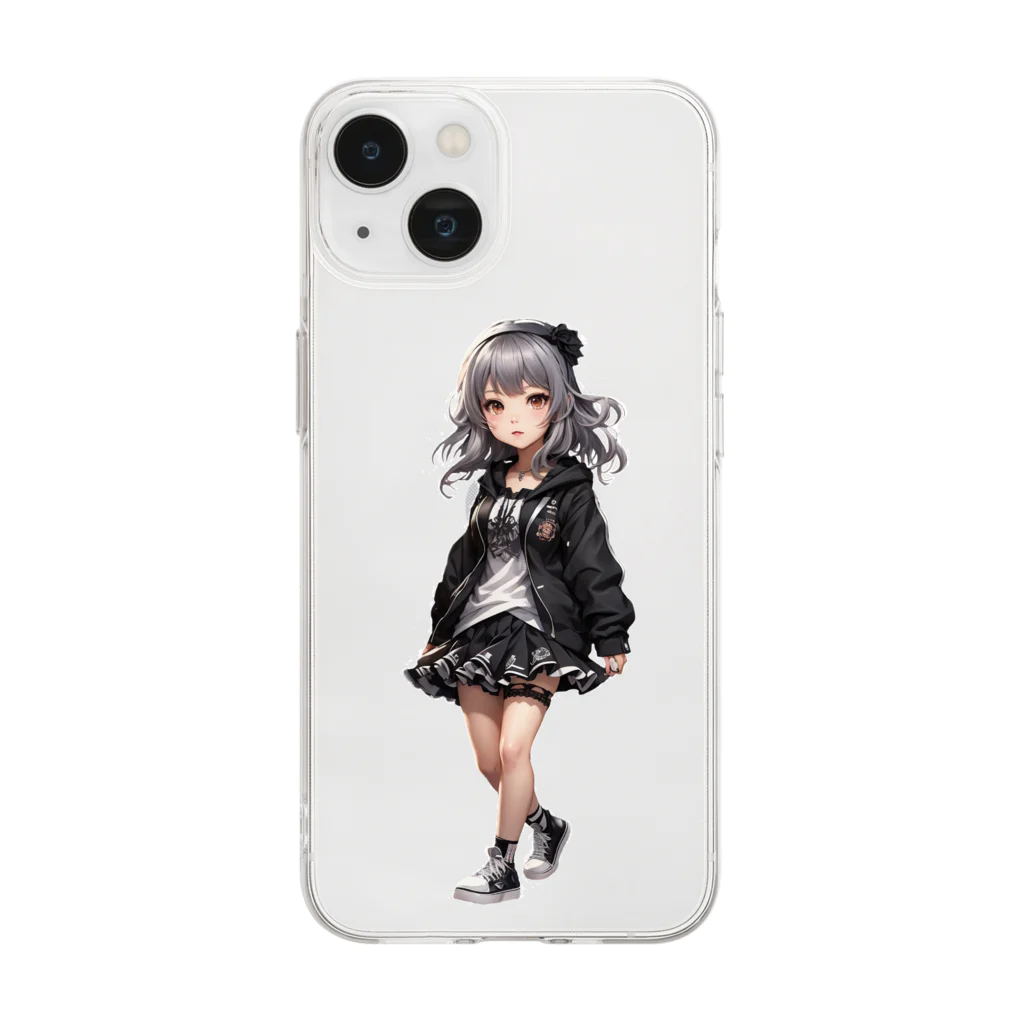 infinexus_dsgnのちびキャラ少女（Silver hair） Soft Clear Smartphone Case