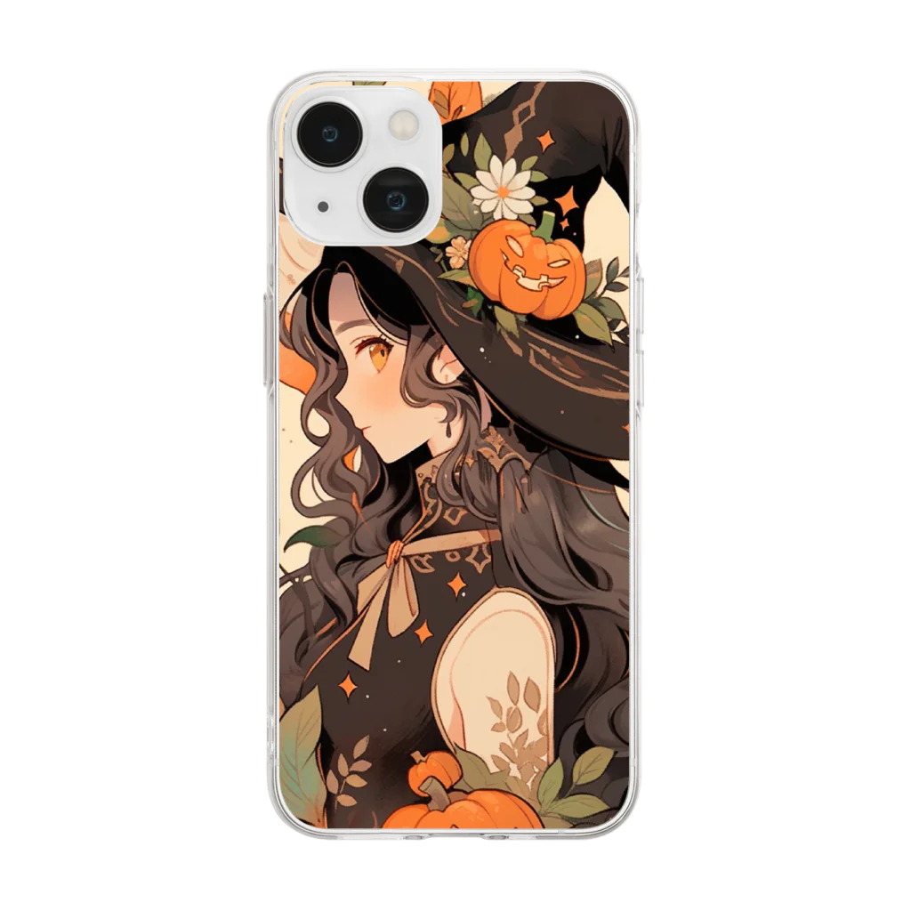 AIと愛とARTのSHOPのハロウィンの魔女 Soft Clear Smartphone Case