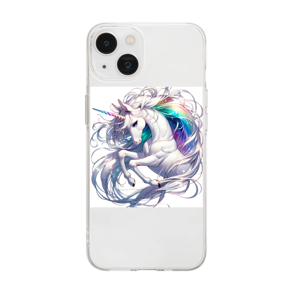 Firelyの七色のユニコーン_002 Soft Clear Smartphone Case