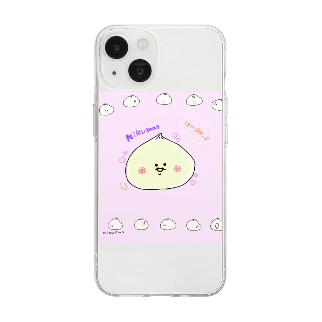 YURU_charaの肉まん君 Soft Clear Smartphone Case