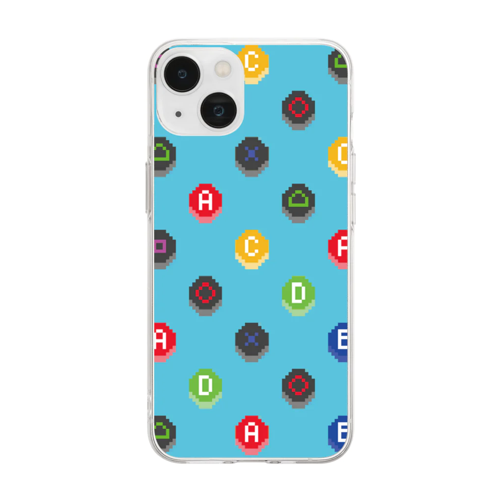 かまたのドットゲームボタン Soft Clear Smartphone Case