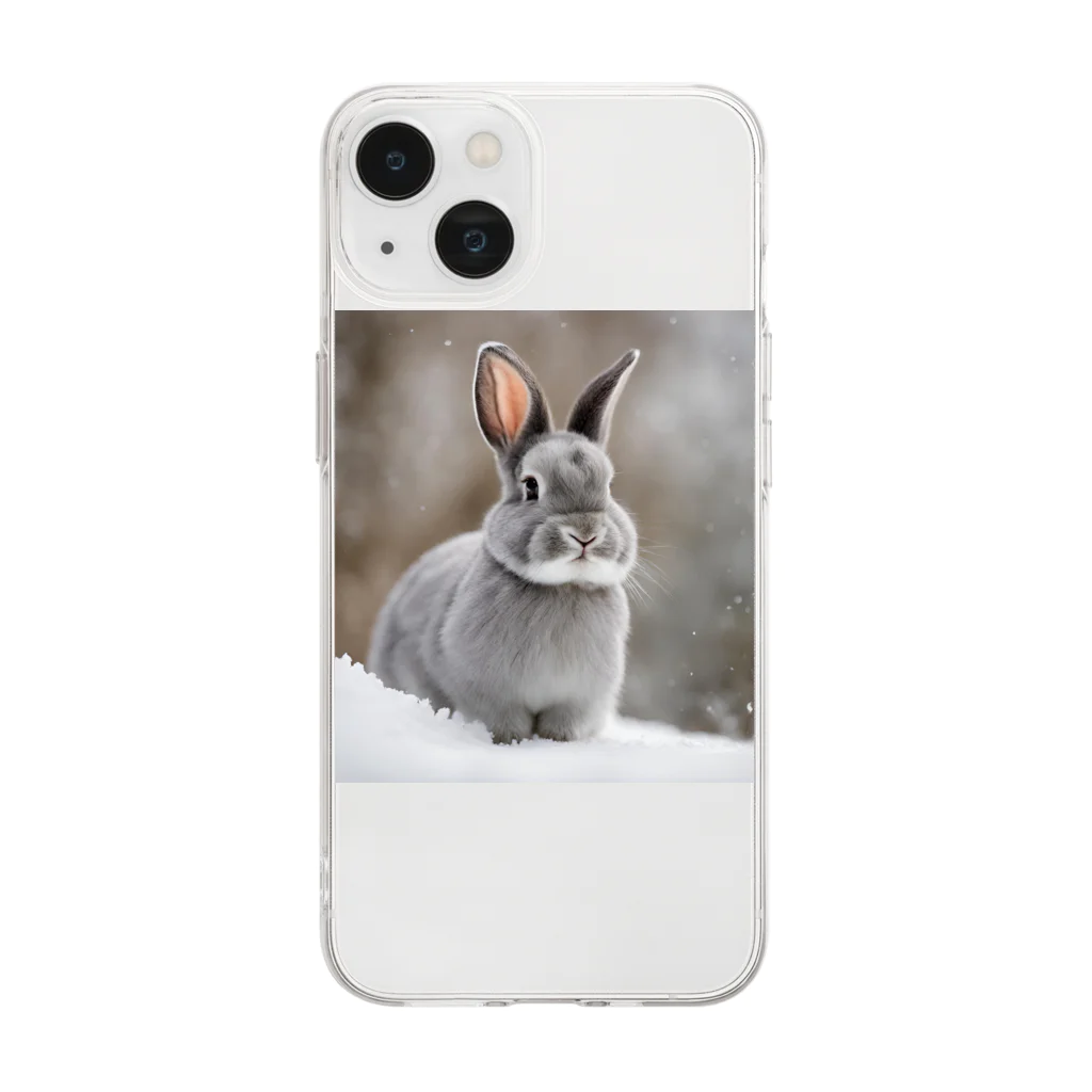 ワンニャンSHOPのネザーランドドワーフ（グレー）🐇 Soft Clear Smartphone Case