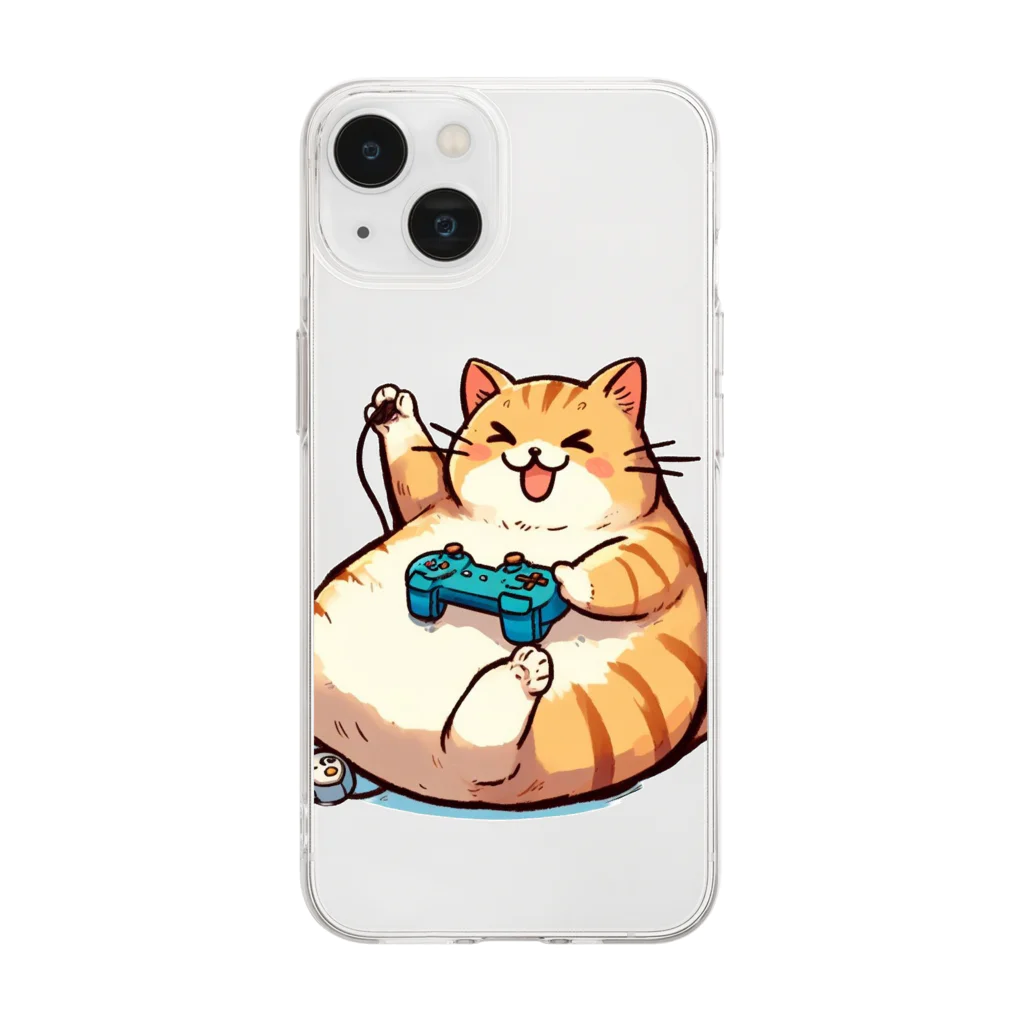 らいねこの「ぶーにゃん」ゲーミングにゃんこ♪ Soft Clear Smartphone Case