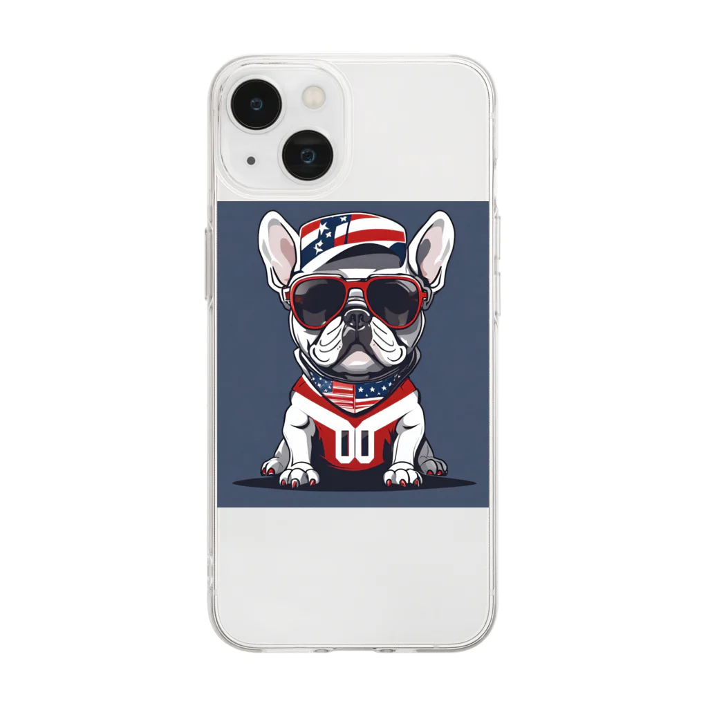 y1717のBullくん　アメフトをやる Soft Clear Smartphone Case