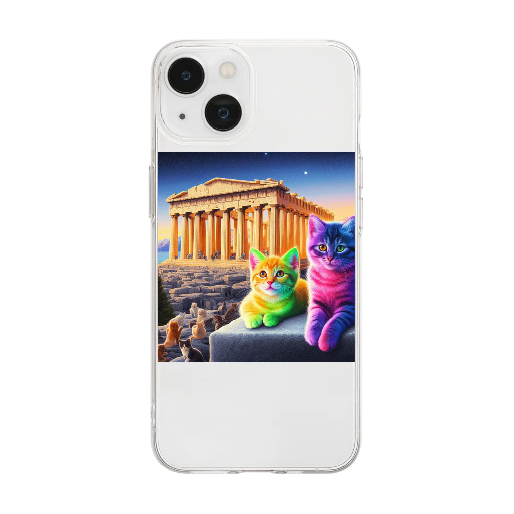 ニャーちゃんショップのパルテノン神殿のキャッツ Soft Clear Smartphone Case