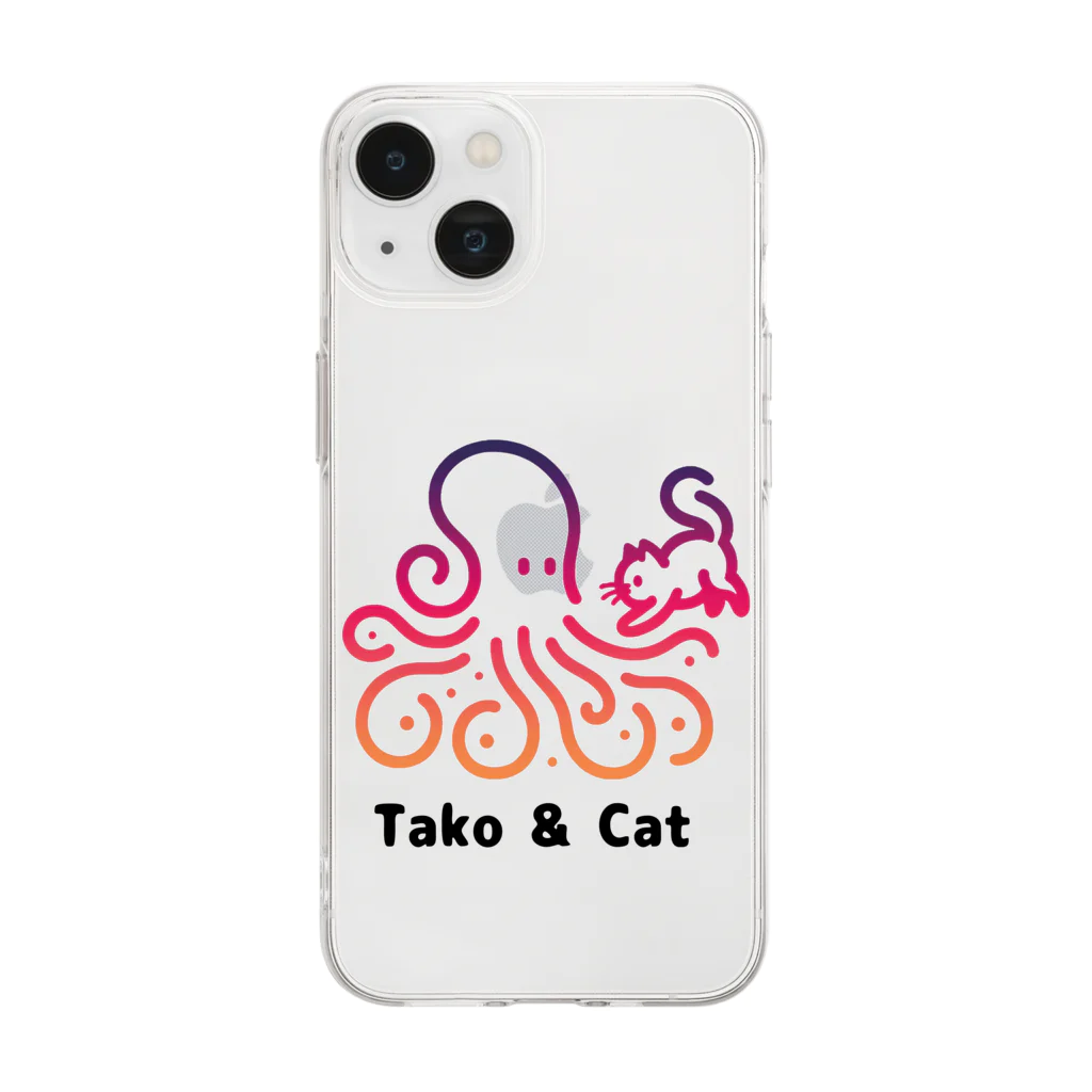 bravoadのタコ & 猫 Soft Clear Smartphone Case