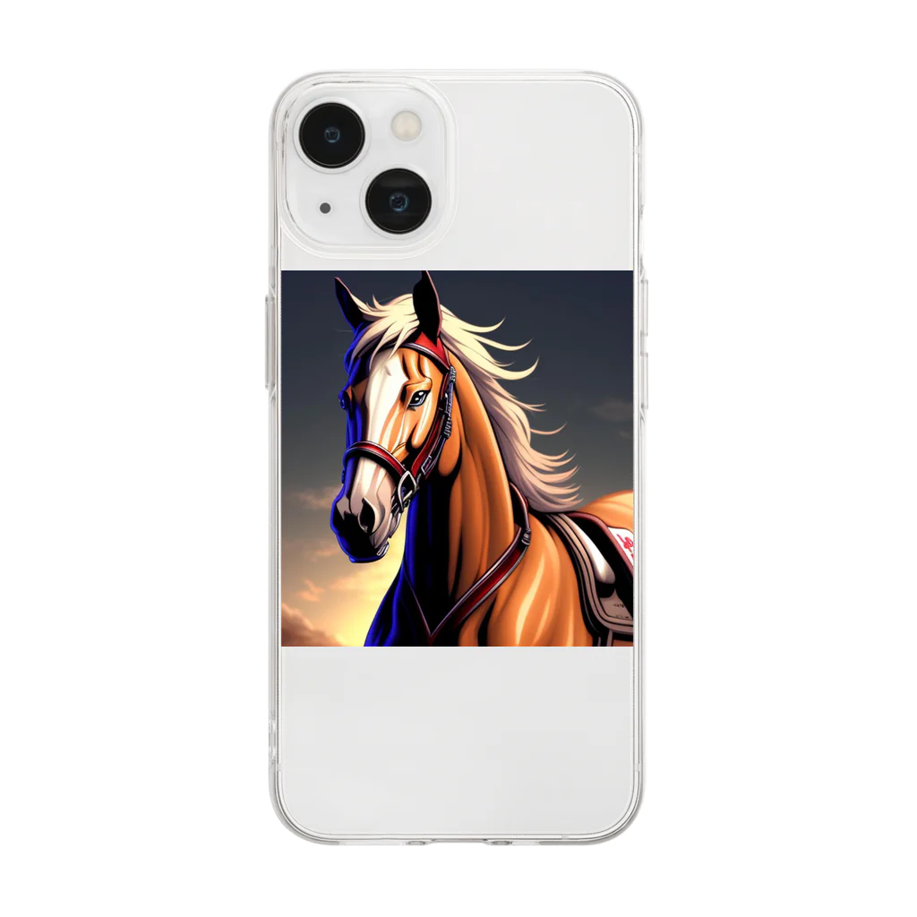 KSK SHOPの馬(horse) Soft Clear Smartphone Case