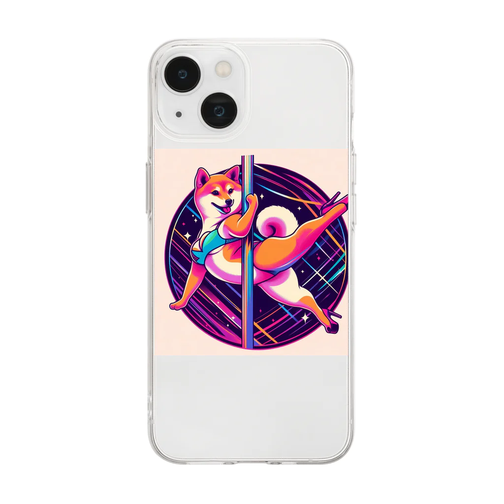 TokyoKimchiのポールダンス踊る柴犬ウニ Soft Clear Smartphone Case