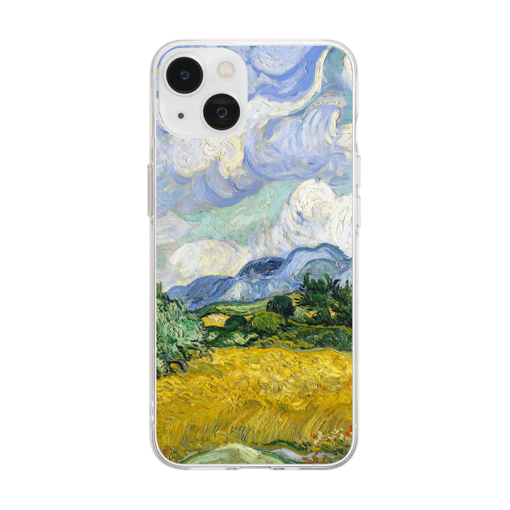 名画館のゴッホ「糸杉のある麦畑」　フィンセント・ファン・ゴッホの絵画【名画】 Soft Clear Smartphone Case