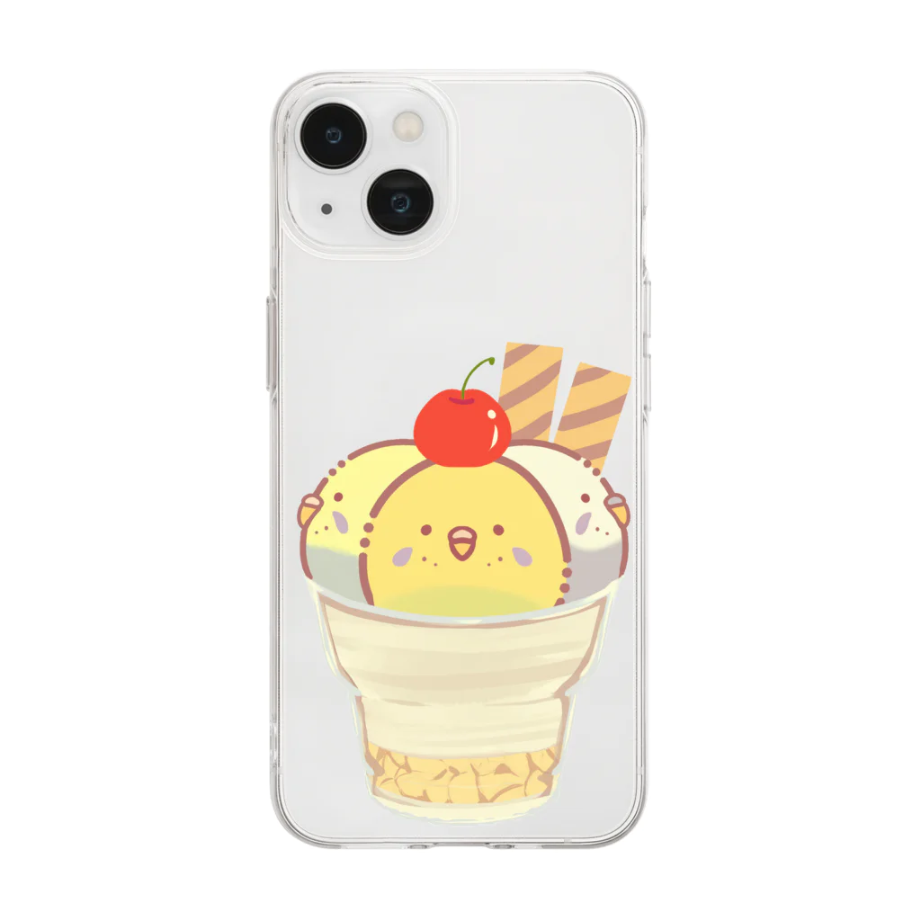 ぽっぽこ本舗のインコサンデー Soft Clear Smartphone Case