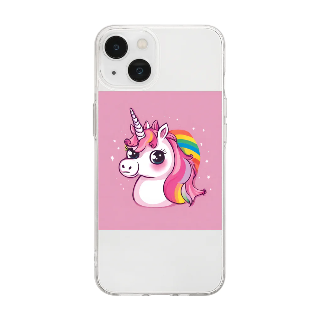 unicorn_dreamsの夢の国のピンクのユニちゃん Soft Clear Smartphone Case