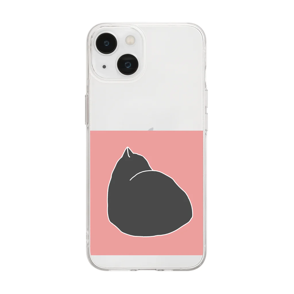 たま屋のねこねこシルエット　ピンク Soft Clear Smartphone Case