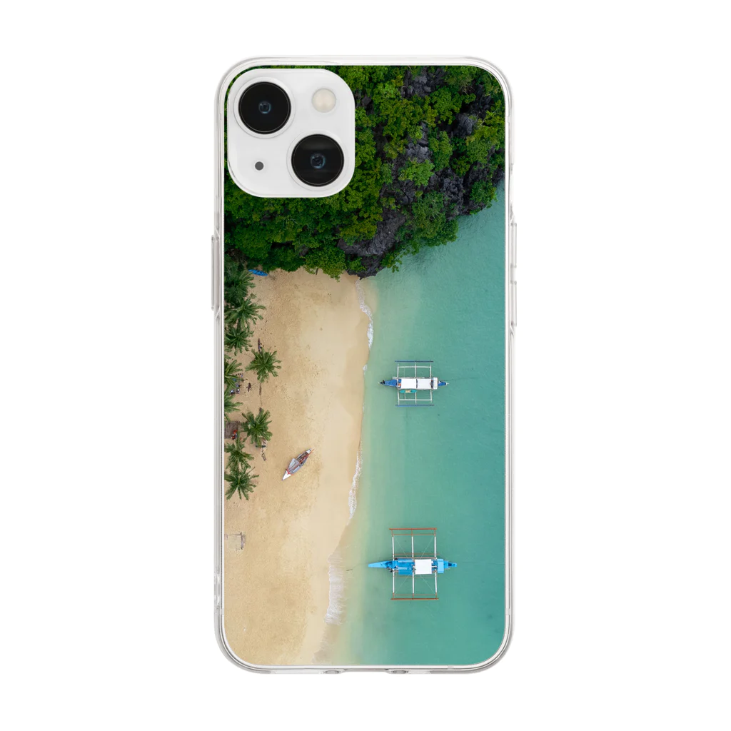 hir00の上空からのビーチ写真 Soft Clear Smartphone Case