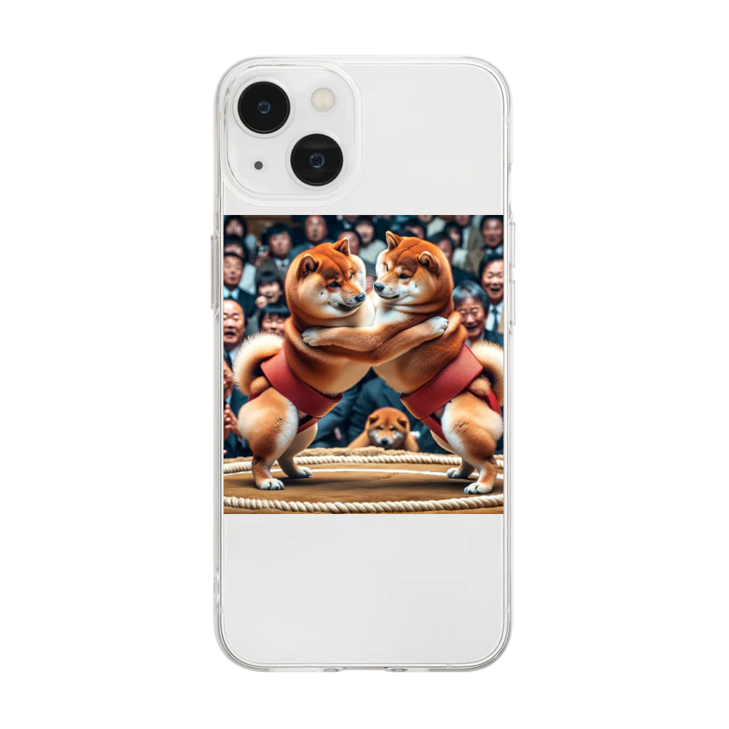 0416artの柴犬すもう Soft Clear Smartphone Case