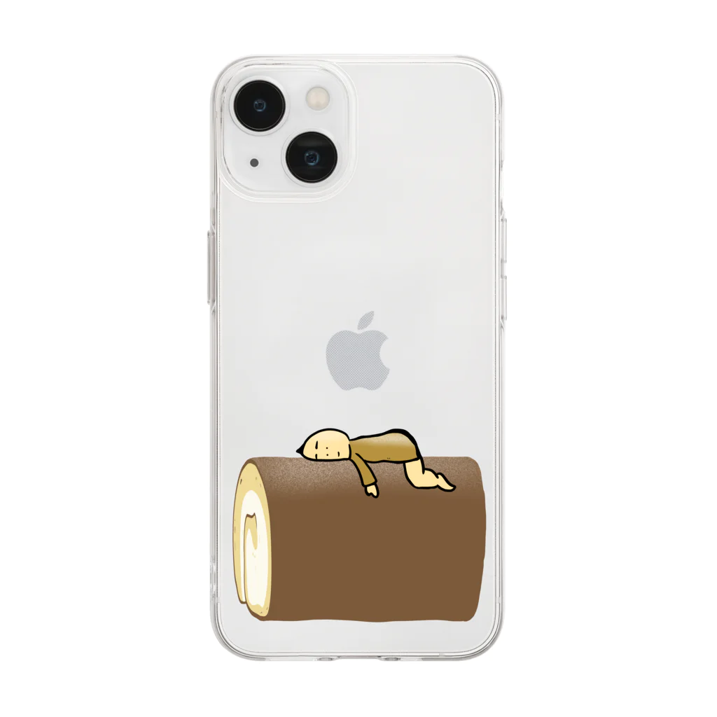 snaggedgorillaのロールケーキの抱き枕 Soft Clear Smartphone Case