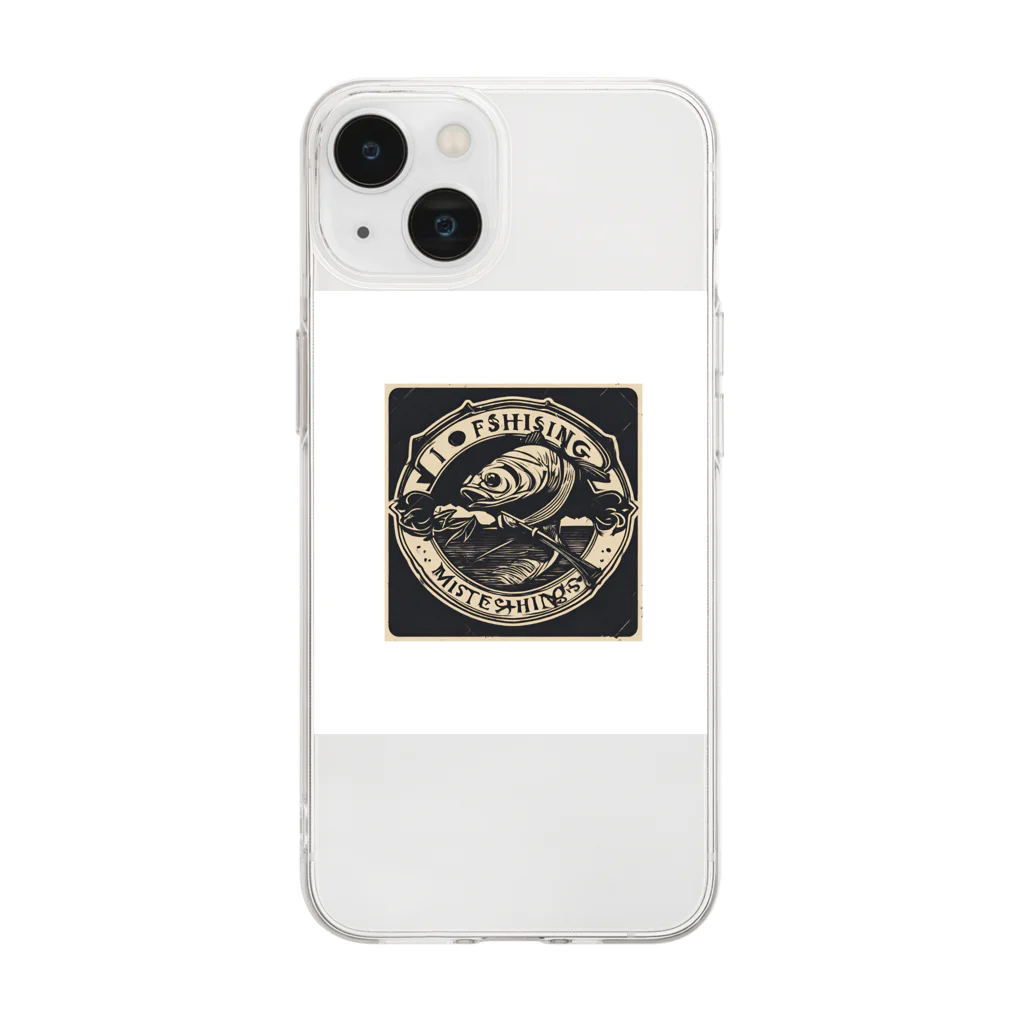 No Fishing No Life の釣り　レトロ風 Soft Clear Smartphone Case