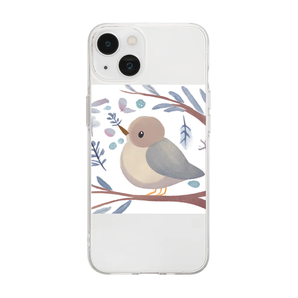 soraseaの冬の小鳥　グッズ Soft Clear Smartphone Case