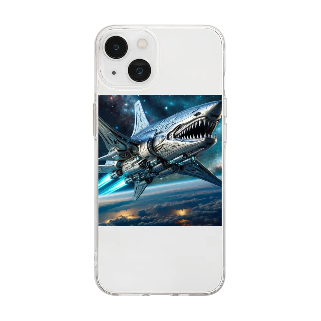 RISE　CEED【オリジナルブランドSHOP】のサメの宇宙船 Soft Clear Smartphone Case