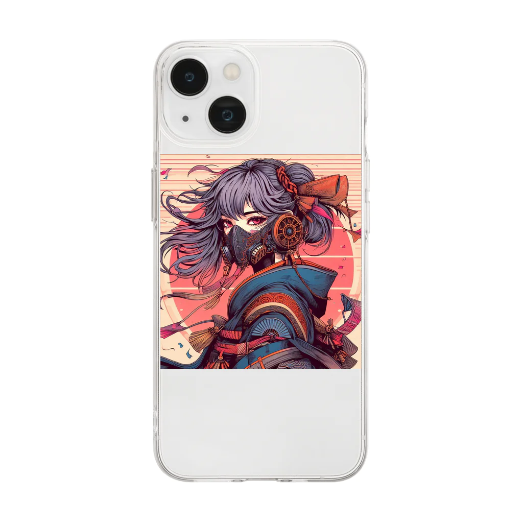 UKIYO-SKETCHのUKIYO-GIRL　MASK Soft Clear Smartphone Case