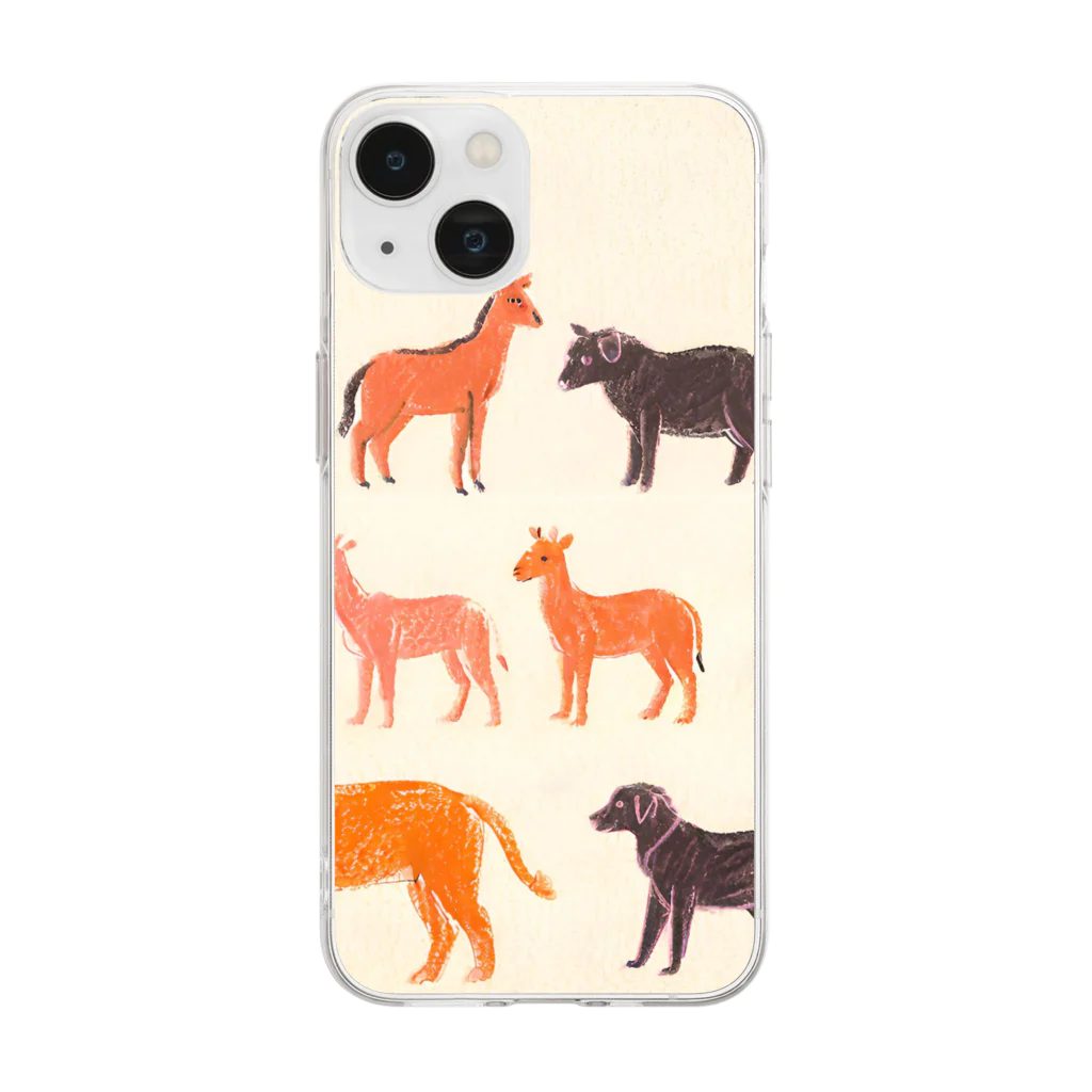 ZUZUKAMAのゆるくてかわいい動物の群れ Soft Clear Smartphone Case