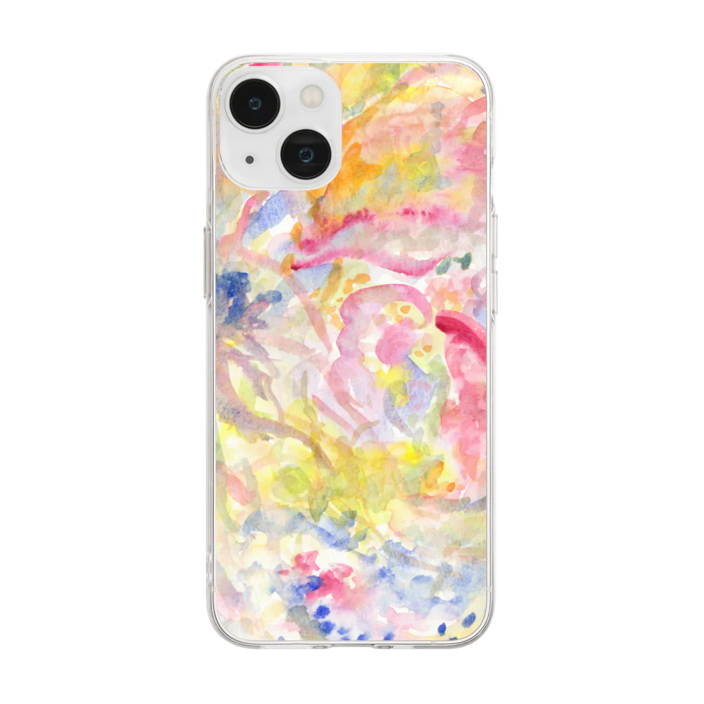 太陽のお散歩Café＠SUZURIの３色水彩のハートアート_はじまり Soft Clear Smartphone Case