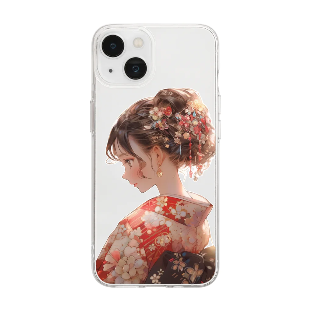🇯🇵🏴‍☠️RYOSHI🌙のCrypto Batches#23和服の美女 Soft Clear Smartphone Case