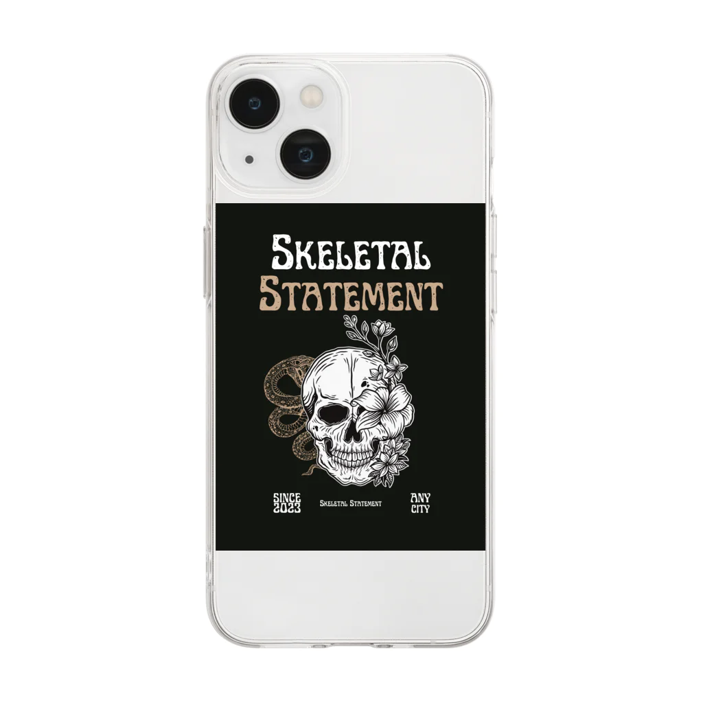 Love and peace to allのSkeletal Statement Soft Clear Smartphone Case