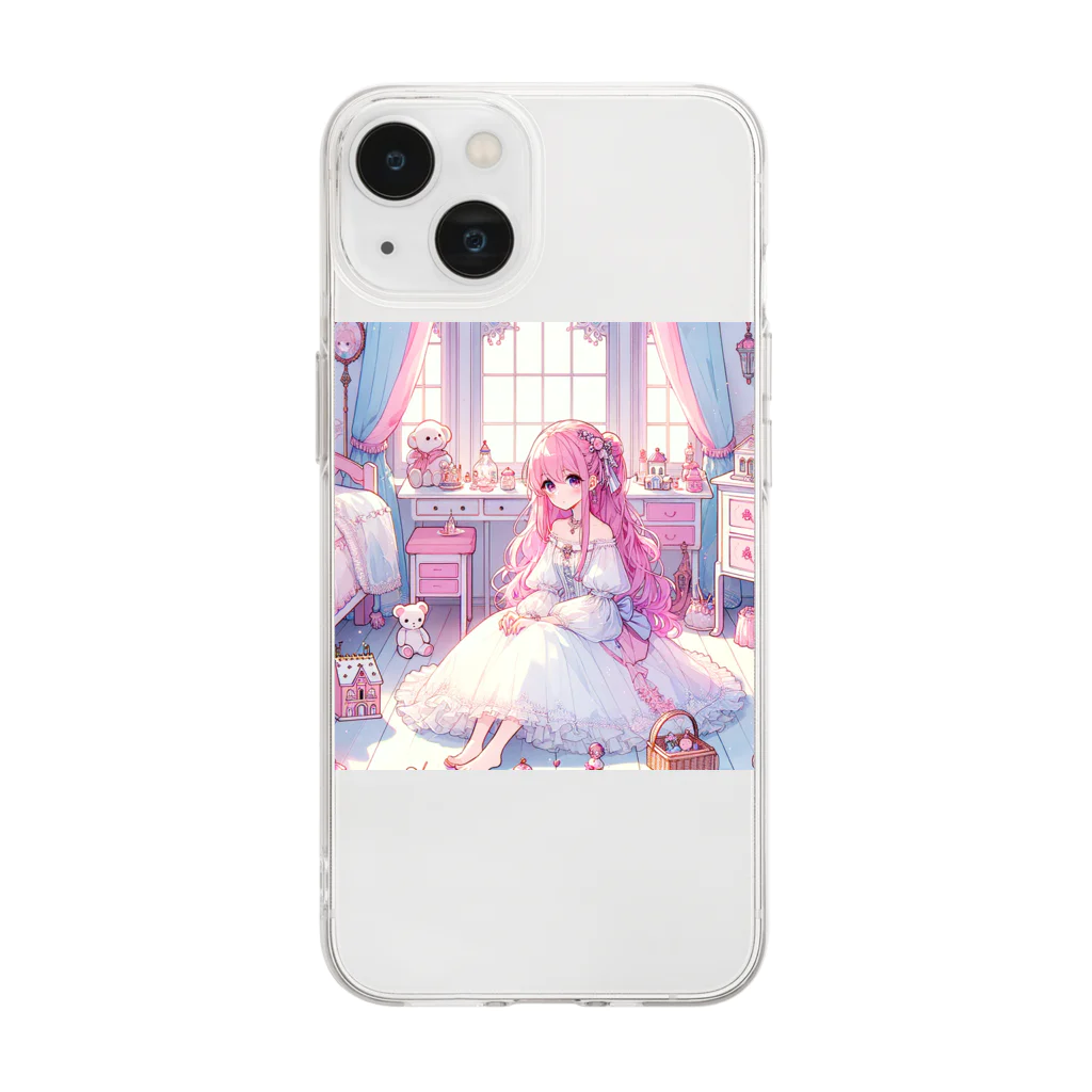 adorer_のふわふわドレスの女の子 Soft Clear Smartphone Case