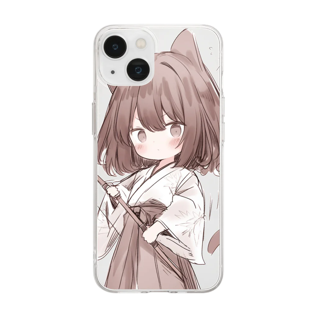 yudu910のネコ耳弓道部 Soft Clear Smartphone Case