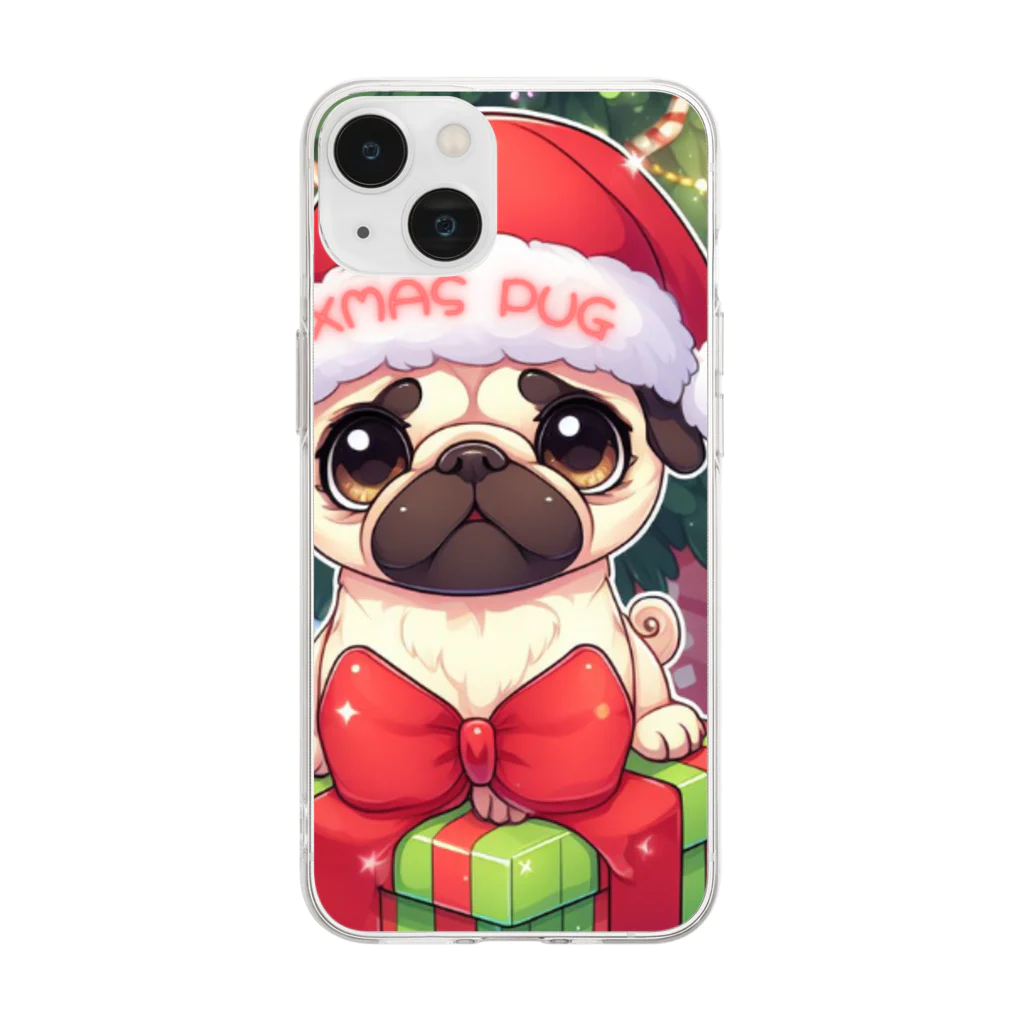 furebuhi　clubのXmas PUG Soft Clear Smartphone Case