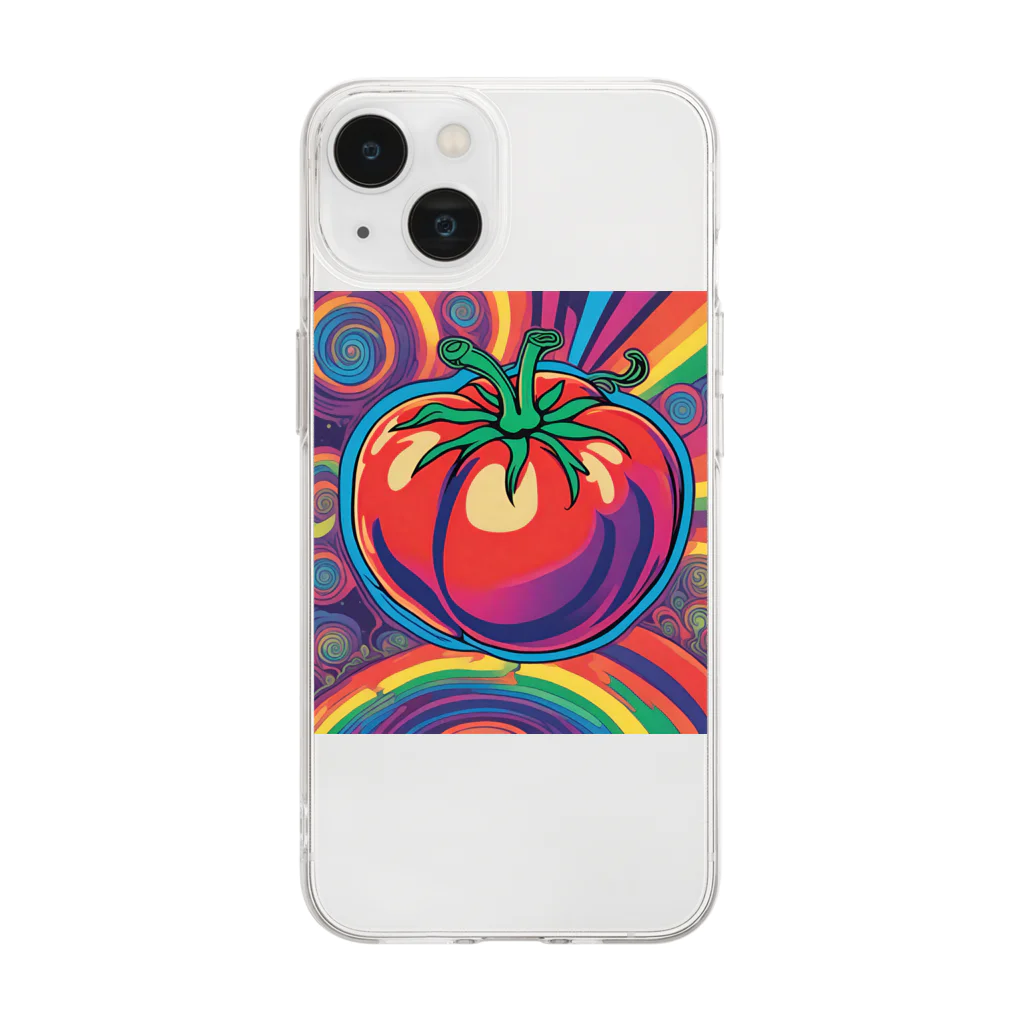 PSYCHEDELIC ARTのPSYCHEDELICトマト Soft Clear Smartphone Case