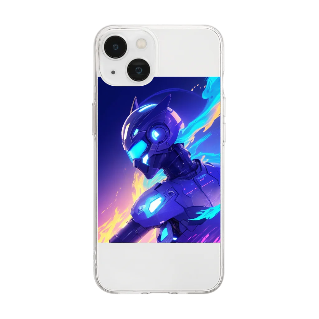 ZZRR12の「機械狐の葛藤：進化する者の旅路」 - "Mechanical Fox's Conflict: Journey of the Evolving" Soft Clear Smartphone Case