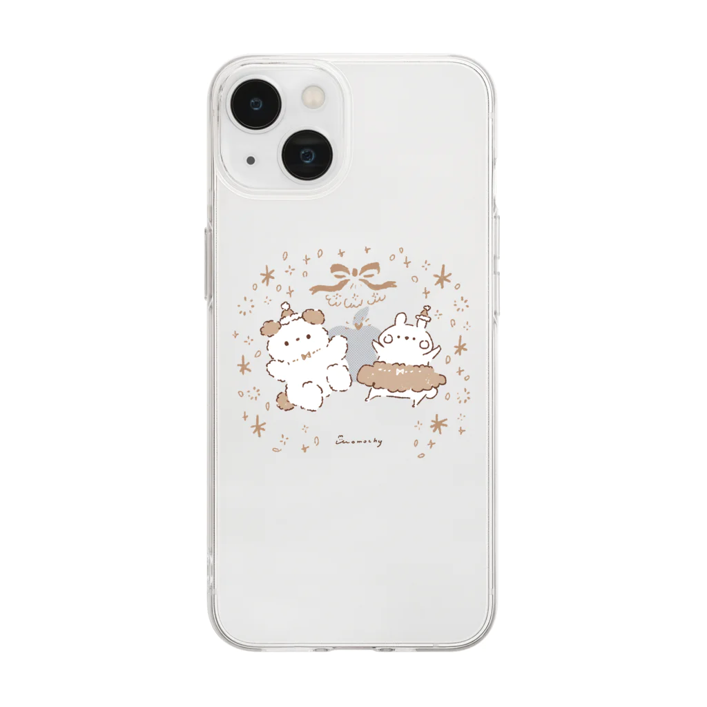 ＊momochy shop＊のちゃぷもちのクリスマス(ナチュラル) Soft Clear Smartphone Case