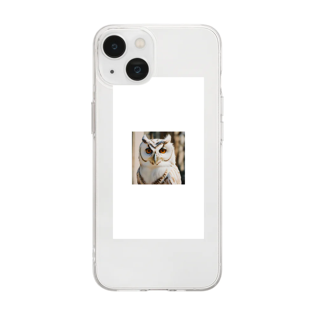 _moja_のフクロウ守神 Soft Clear Smartphone Case