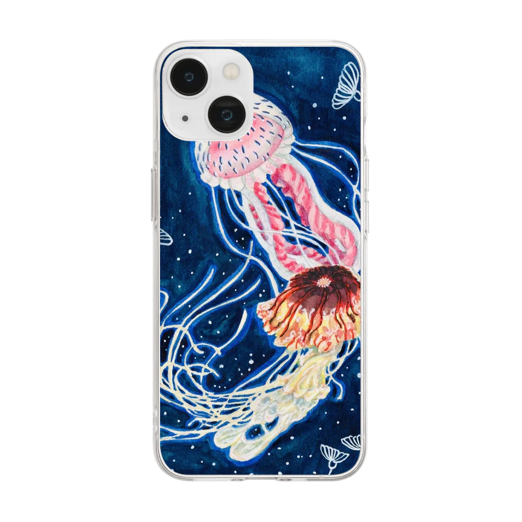 JapaneseArt Yui Shopの海月のワルツ Soft Clear Smartphone Case